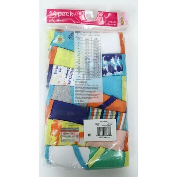 Wonder Nation Girls 14-pack Multicolor Bikini Panties Size 8- - Picture 2 of 3